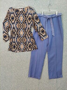 JM Collection Blue Pants And Top Set